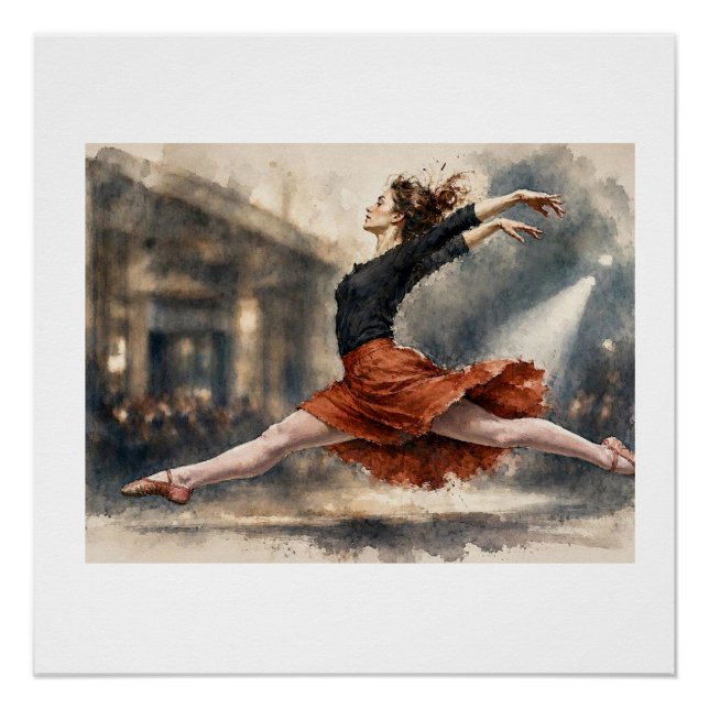 Ballet Dancer In Mid Leap,  Poster (Front)