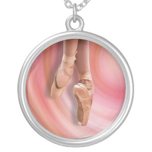 Ballet Dancer in Toe Shoes Silver Plated Necklace