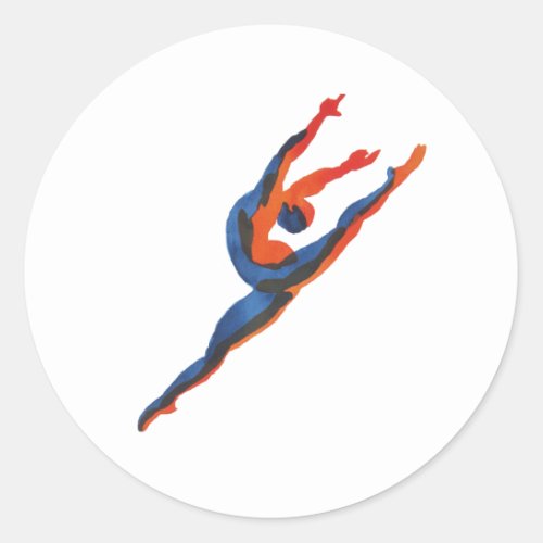 Ballet Dancer Leaping Classic Round Sticker