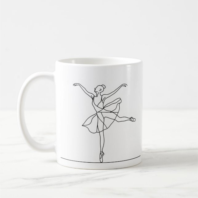 Ballet Dancer Line Art Coffee Mug (Left)