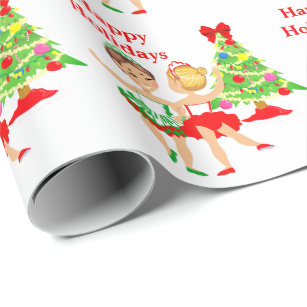 little girl christmas wrapping paper