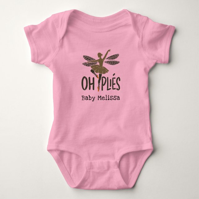 Ballet Dancer Oh Plies Personalized Baby Bodysuit (Front)