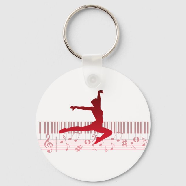 Ballet dancer on a keyboard      keychain (Front)