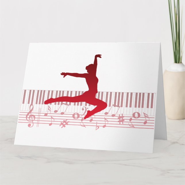 Ballet dancer on a keyboard        letterpress thank you card (Front)