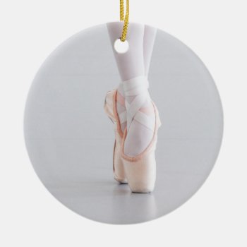 Ballet Dancer Pointe Shoes Pink Slippers Ceramic Ornament by SilverSpiral at Zazzle