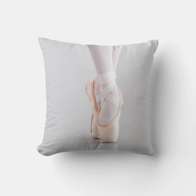 Ballet Dancer Pointe Shoes Pink Slippers Throw Pillow (Front)
