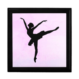 Ballet Dancer Silhouette on Blue and Pink Gift Box