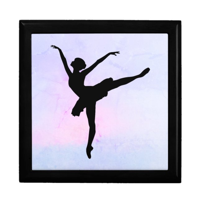 Ballet Dancer Silhouette on Blue and Pink Gift Box (Front)