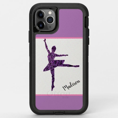 Ballet Dancer Sparkle Personalized Tiny Dot OtterBox Defender iPhone 11 Pro Max Case