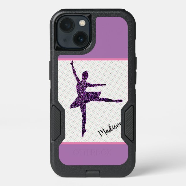 Ballet Dancer Sparkle Personalized Tiny Dot Otterbox iPhone Case (Back)
