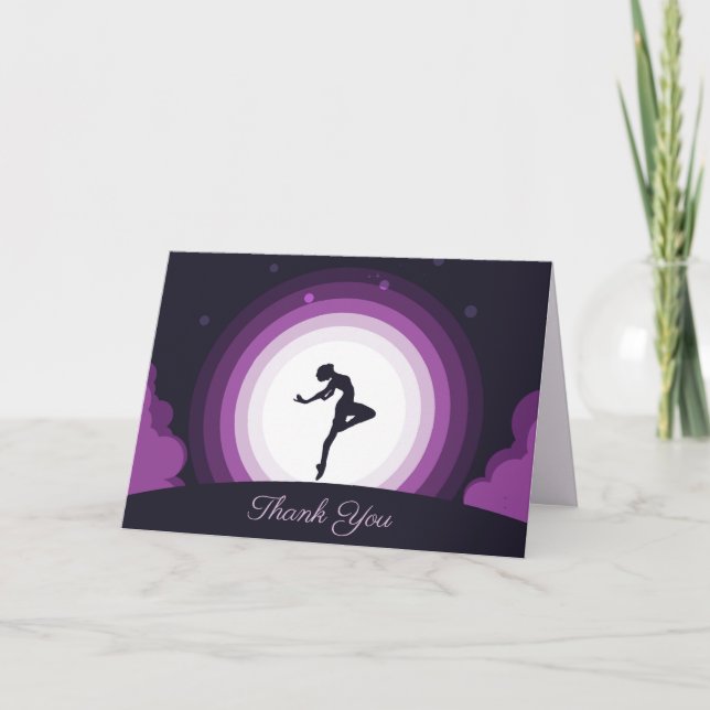 Ballet Dancer Surreal Moon Thank You Personalize Card (Front)