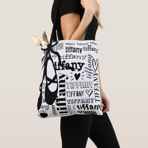 Ballet Dancer Text Name Pattern Personalized Tote Bag