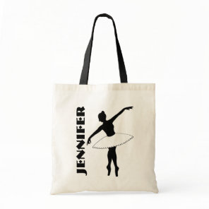 Ballet Dancer Tutu Ballerina Dance Class Black Tote Bag