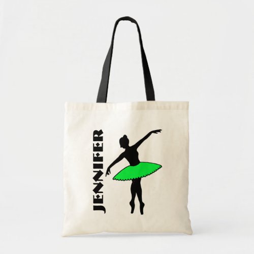 Ballet Dancer Tutu Ballerina Dance Class Green Tote Bag