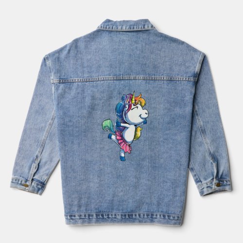 Ballet Dancer Unicorn T Kids Girls Rainbow Balleri Denim Jacket