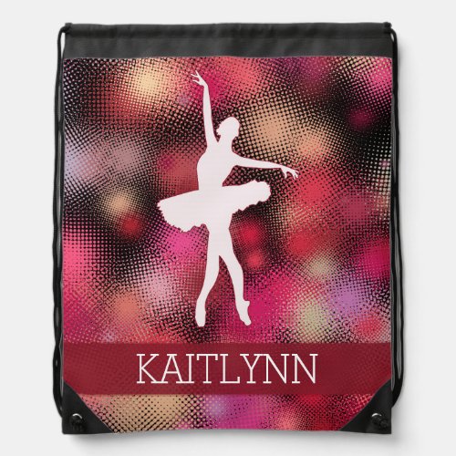 Ballet Dancer with a Bright Red Half_tone Drawstring Bag