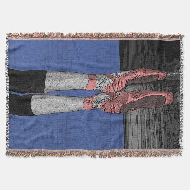 Ballet Dancer With Pink Shoes Throw Blanket (Front)