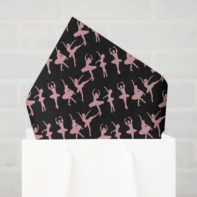 Ballet Dancers Ballerina Pattern Black Tissue Paper (Gift Bag)