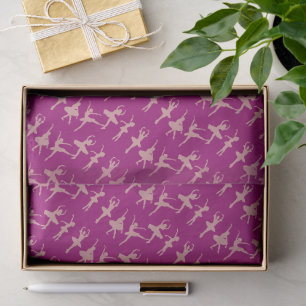 Ballet Dancers Ballerina Pattern Burgundy Tissue Paper