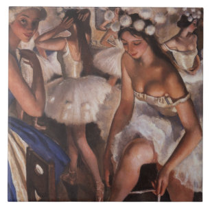 Ballet Dancers in the Dressing Room (Serebriakova) Ceramic Tile