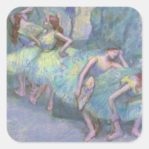 Ballet Dancers in the Wings by Edgar Degas Square Sticker