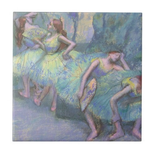 Ballet Dancers in the Wings by Edgar Degas Tile