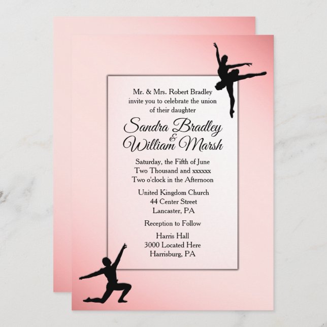 Ballet Dancers Wedding Invitation (Front/Back)