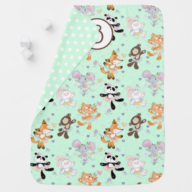 Ballet Dancing Animals Ballerina Baby Blanket (In Situ)