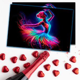 Ballet dancing artistic aesthetic neon color women postcard