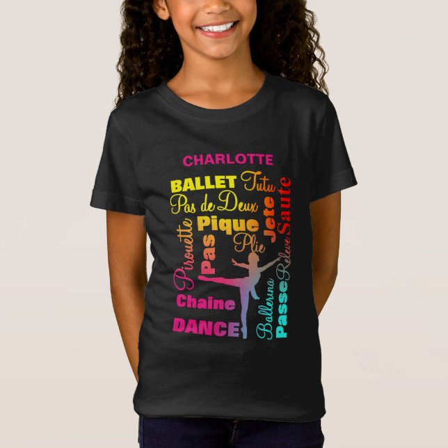Ballet Dancing Ballerina Girls Cute Personalized T-Shirt (Front)