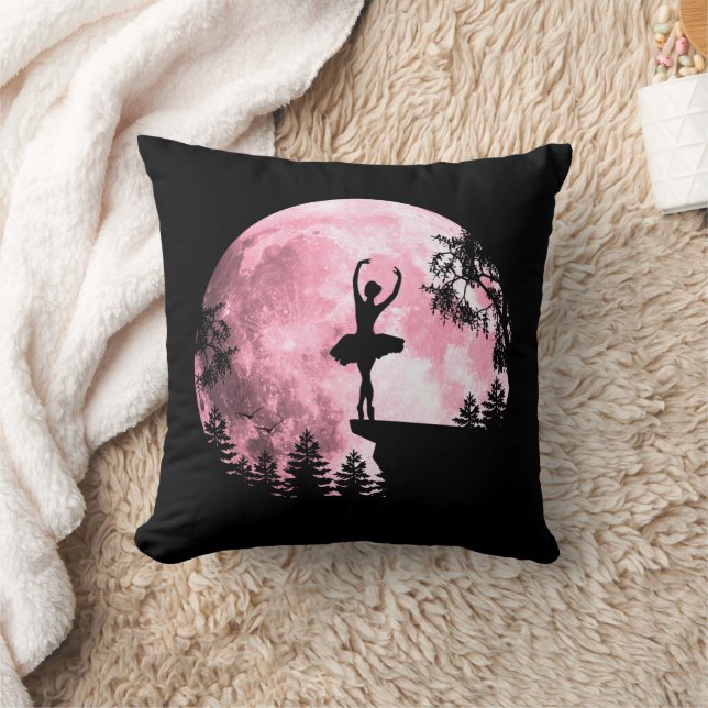 Ballet Dancing Pink Full-Moon Ballerina Women Girl Throw Pillow (Blanket)