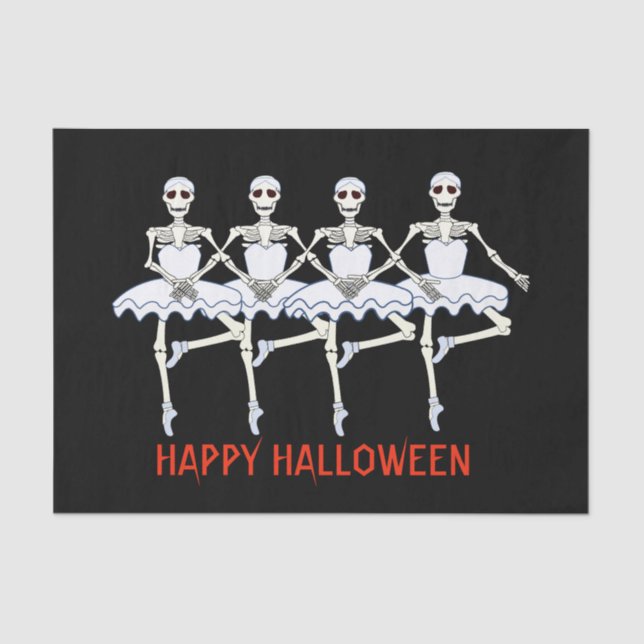 Ballet Dancing Skeletons Halloween Party Tissue Paper (Front)