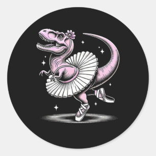 Ballet Dancing T-rex In Tutu And Slippers Classic Round Sticker