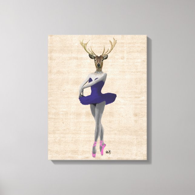 Ballet Deer in Blue Canvas Print (Front)