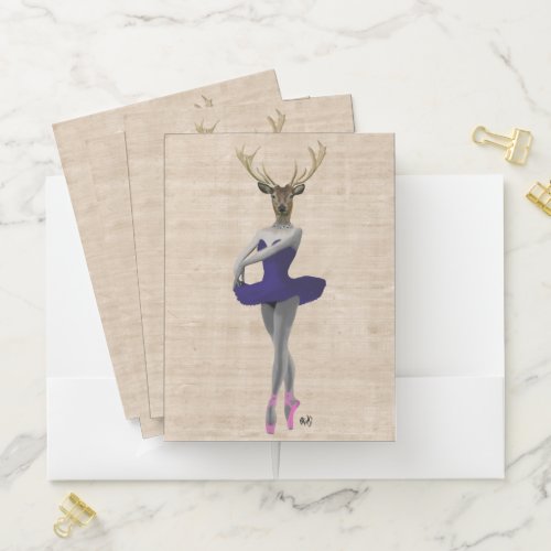 Ballet Deer in Blue Pocket Folder