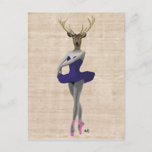 Ballet Deer in Blue Postcard