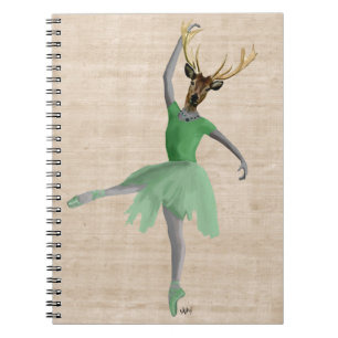 Ballet Deer in Green 2 Notebook