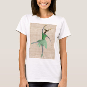 Ballet Deer in Green 2 T-Shirt