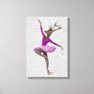 Ballet Deer in Pink Canvas Print