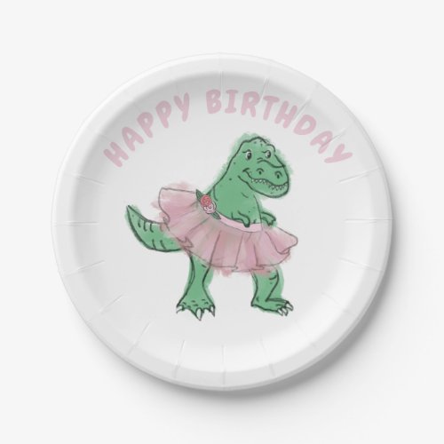 Ballet Dino Tutu Paper Plate