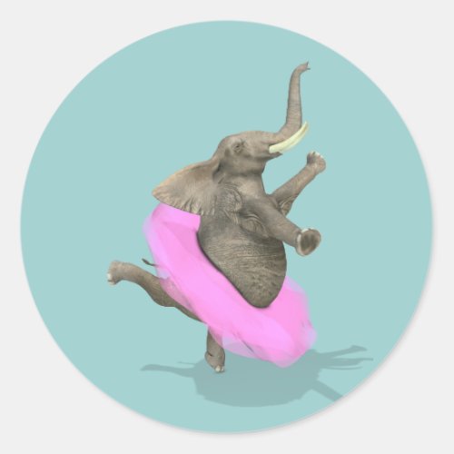 Ballet Elephant En Pointe Classic Round Sticker