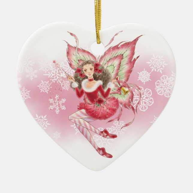 Ballet Fairy Holiday Ornament - Heart (Front)