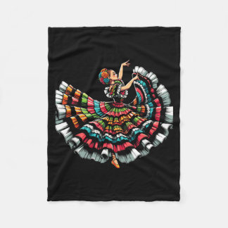 Ballet Folklorico Dancer Mexico Traditional Fleece Blanket