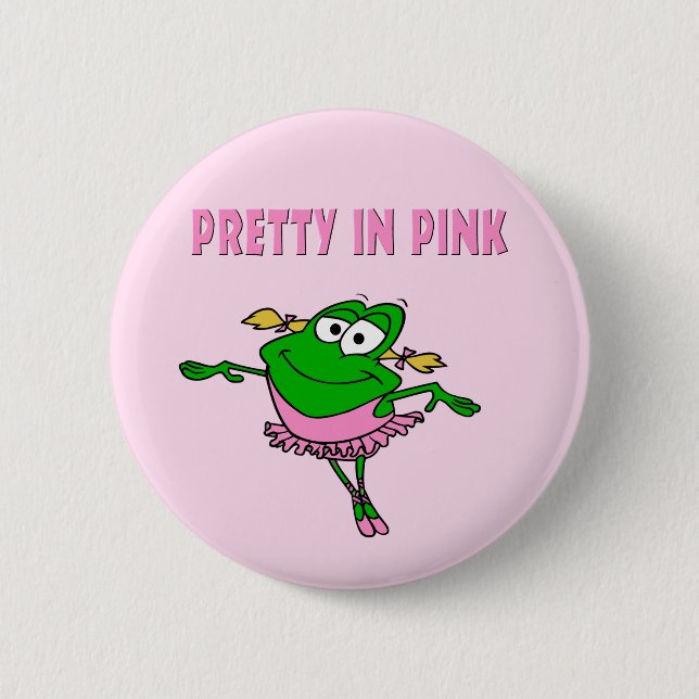 Ballet Frog Pretty in Pink Button (Front)