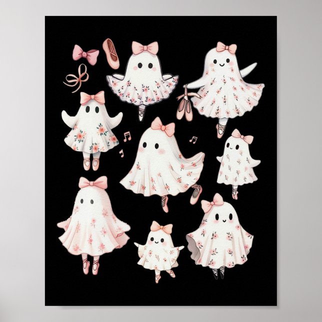 Ballet Ghost Ballet Dancer Spooky Dance Teacher Ha Poster (Front)