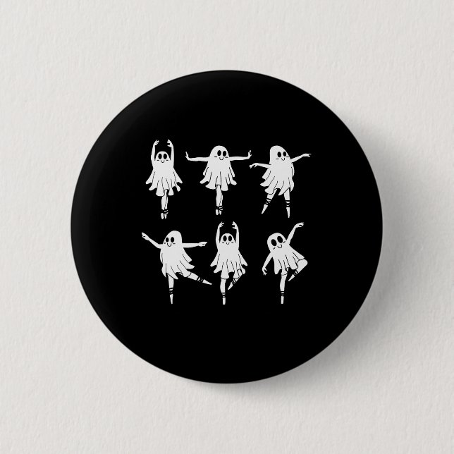 Ballet Ghost Dancer Spooky Dance Teacher Halloween Button (Front)