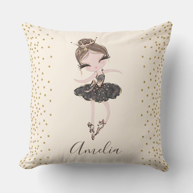 Ballet Girl Gift Glitter Light Skin Tone Ballerina Throw Pillow (Front)