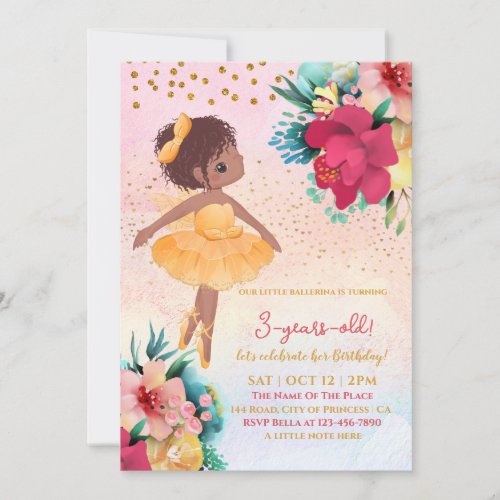 Ballet Girl Pink Birthday Party Kids Invitation