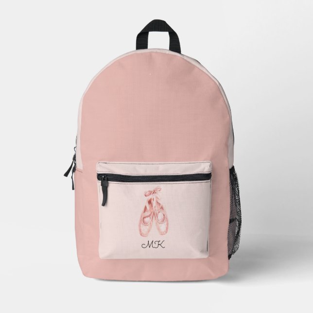 Ballet Girl Pink Printed Backpack (Front)