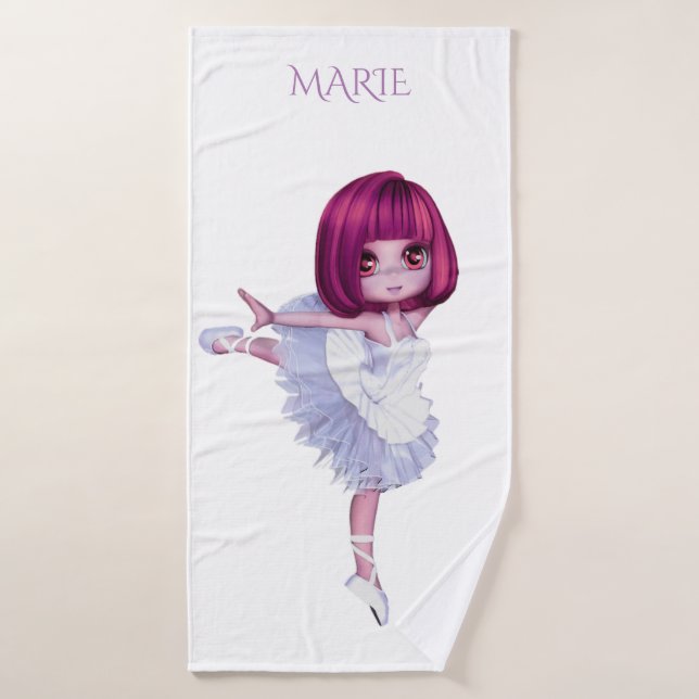 Ballet girls bath towel, personalized name. towel (Bath Towel)